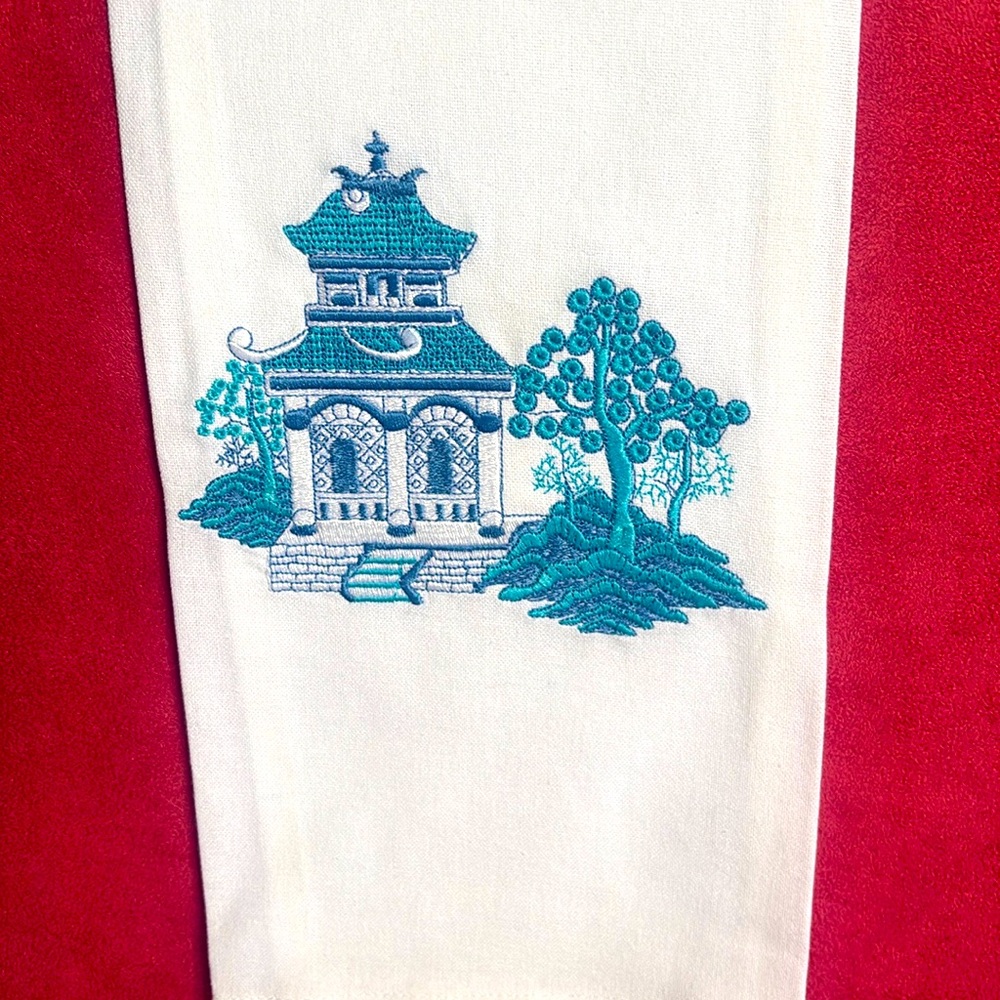 Oriental House Embroidered Hand Towel